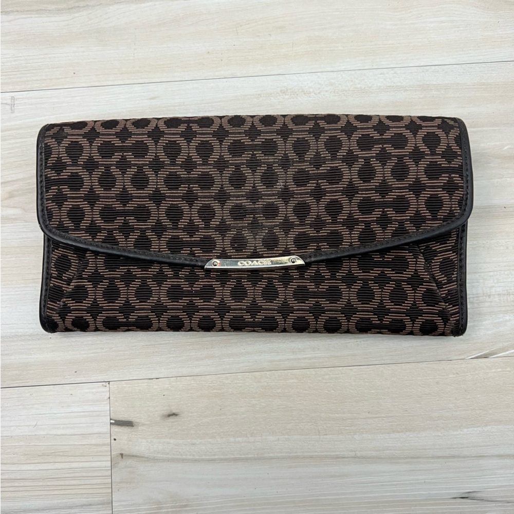 Coach Madison Slim Envelope Wallet Logo Needlepoint